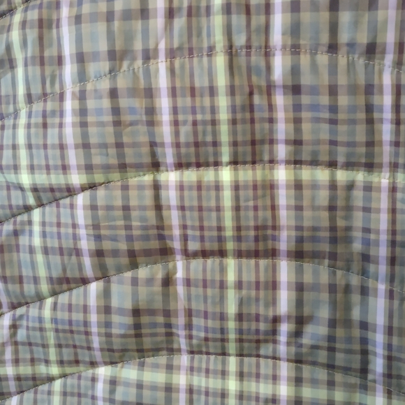 Lands End Sleeveless Vest Style Jacket Golden plaid colors, size S 6-8 - Picture 11 of 11